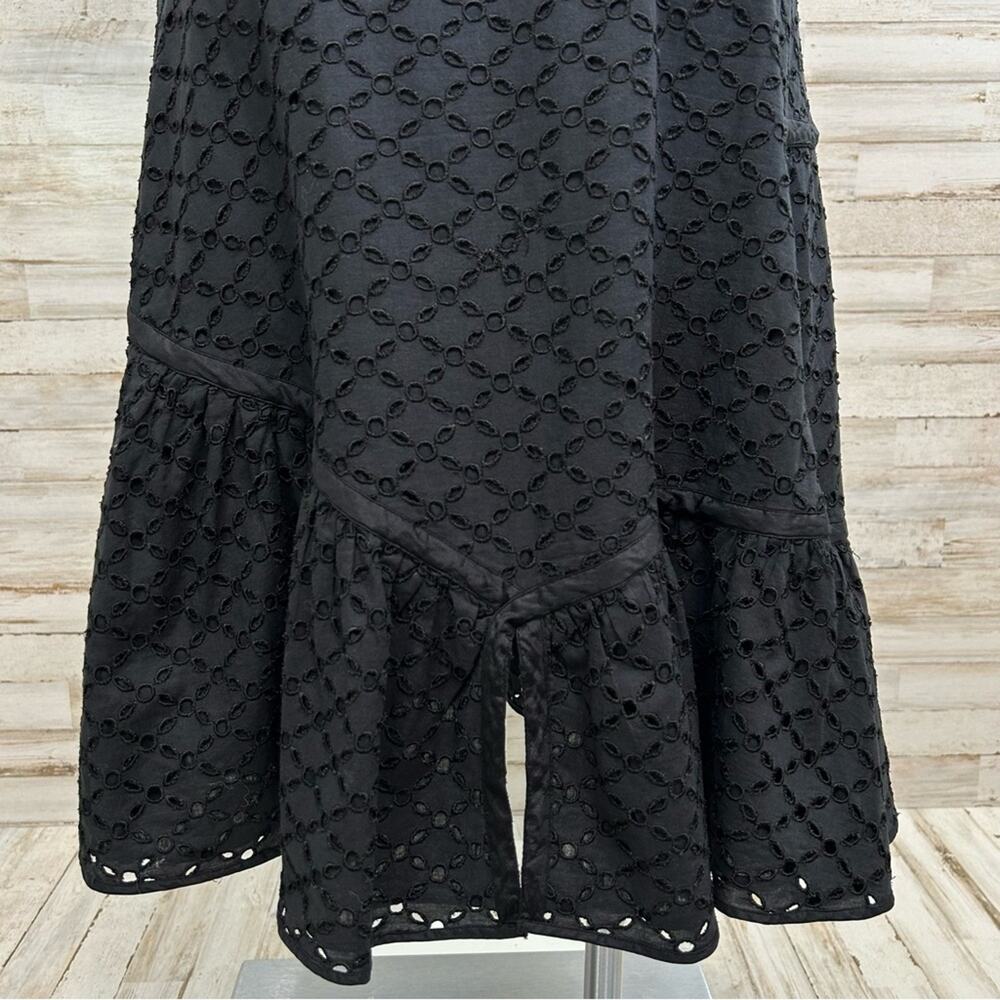 Maxmara Weekend Eyelet Broderie-Anglaise Ruffle Asymmetric Skirt Size M Black - Picture 10 of 14